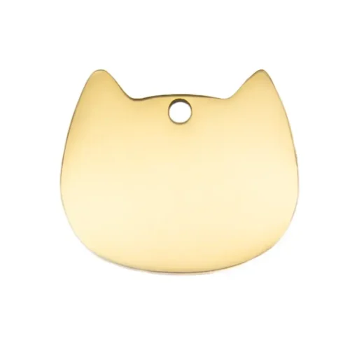 Halsband hänge för katt i guld rostfritt stål som kan graveras
