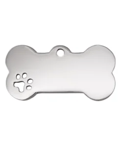 Halsband för hund och husdjur i silver rostfritt stål med gravyr fram