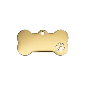 Alternative view of Hundbricka med Gravyr - Benformad Small - Guld