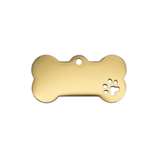 Alternative view of Hundbricka med Gravyr - Benformad Small - Guld