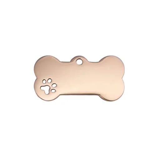 Hundbricka med Gravyr - Benformad Small - Roséguld